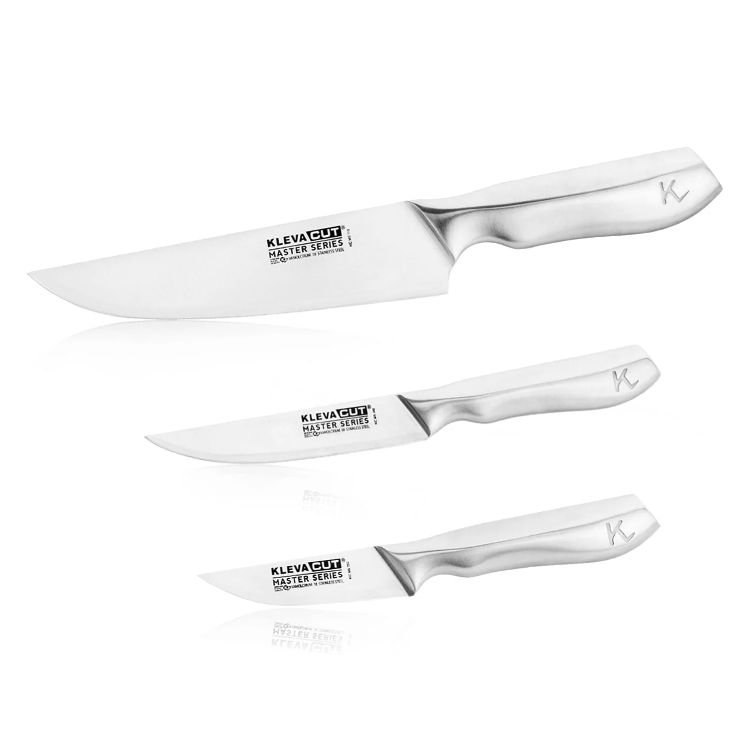 KlevaCut® Master Series New 3pc Knife Set - Chef, Utility + Paring Knives